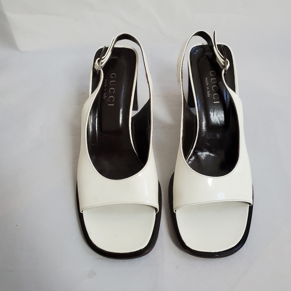 Gucci Winter White Sling Back Heels Sandals - Picture 2 of 16